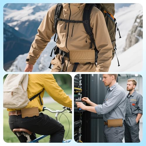 Mopaclle Nylon Phone Holster with Heavy Duty Metal Belt Clip and Card Holder, Compatible with iPhone 17/16/15/14/13 Pro Max,17 Air and Galaxy S26/S25/S24/S23/S22 Plus and FE - Khaki - color: Nylon-khaki, size: L(6.5x3.5x0.6)