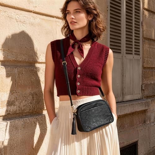 befen Anti-theft Crossbody Bag for Women Genuine Leather, Small Cross Body Shoulder Handbags with RFID Card Slots - color: Z#black