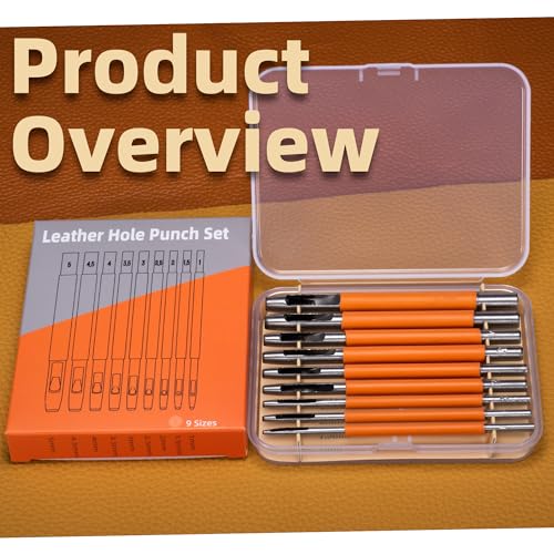 Fineday 9 Sizes Hole Punch Set, 1-5mm Leather Belt Tool