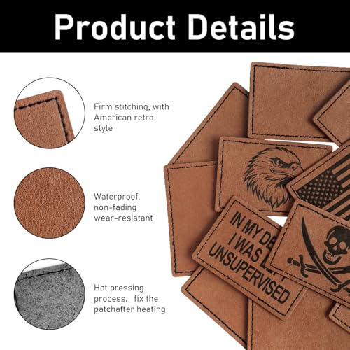 J.CARP 64Pcs Blank Leatherette Hat Patches with Adhesive, Iron on Leather Patches for Hats, Laser Engraving Heat Press Leather Patch for Fabric Clothes Repair Repair Brown Rectangle - color: Brown Rectangle