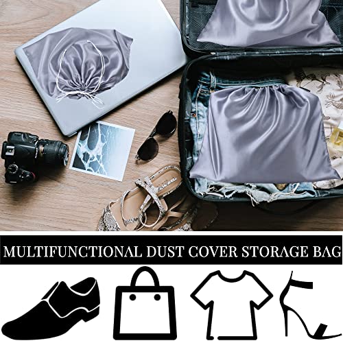 GONGKANGYUAN 12 Pcs Dust Bags for Purses and Handbags Satin Purse Storage Organizer With Drawstring Closure Handbag Protector (Grey) - color: Grey