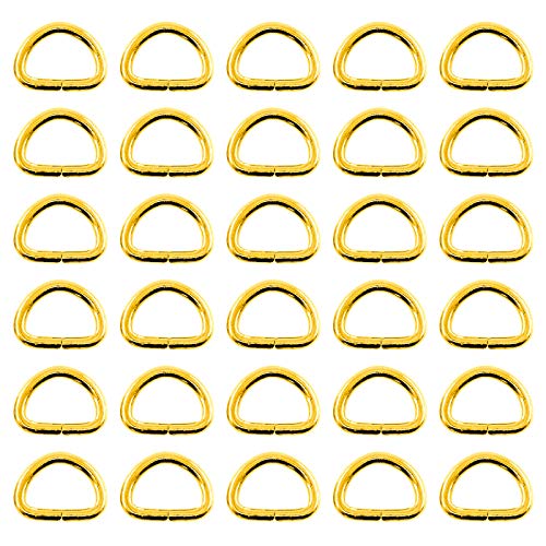 Swpeet 150Pcs 3/4 Inch - 20mm Gold Multi-Purpose Metal D Ring Semi-Circular D Ring for Hardware Bags Ring Hand DIY Accessories (Gold, 3/4 Inch) - color: Gold, size: 3/4 inch