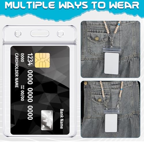 60 Pack Vertical Id Badge Holders, Clear Waterproof PVC Card Holder - size: 60 Pack