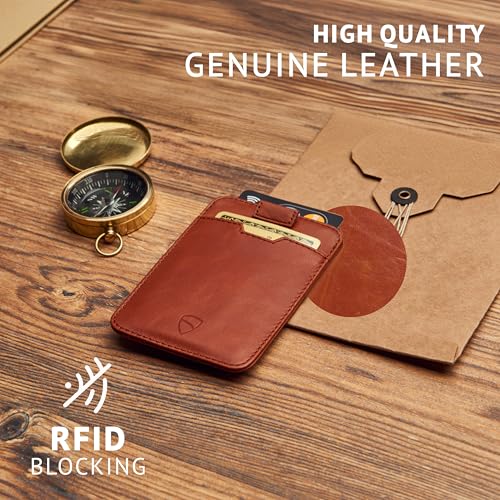 Vaultskin CHELSEA Slim Leather Card Wallet for Men, RFID (Cognac) - color: Cognac