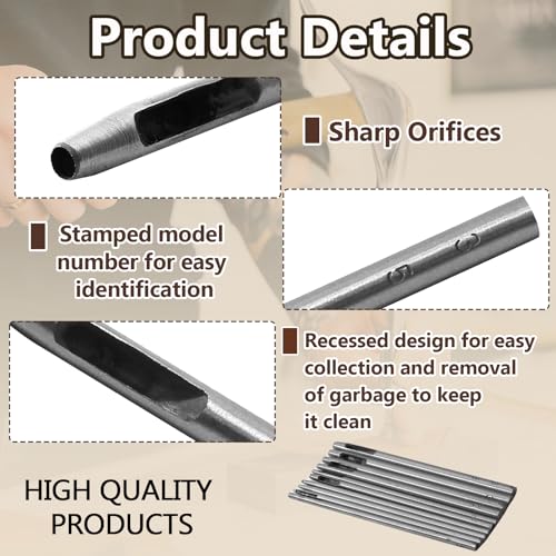 Murtenze Leather Hole Punch, 0.5mm-3.5mm, 10 Pcs - size: 0.5-3.5mm
