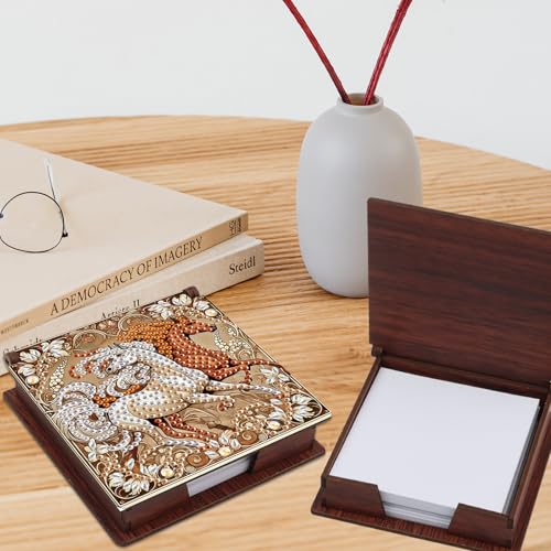 JISHSHAY Diamond Painting Note Box Horse Diamond Art Sticky Note Holder Gem Art Notecard Box Gem Painting Mosaic Kits for Adults Embroidery Kit Memo Pad Holder, Contains 160 Sheets of Paper - color: Horse