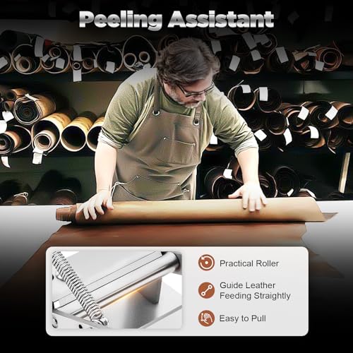 Manual Leather Skiver, Adjustable Thickness Leather Splitting Machine with Stainless Steel Blades, Leather Paring Tool for DIY Leather Craft, Edge Skiving, Belt and Wallet Thinning