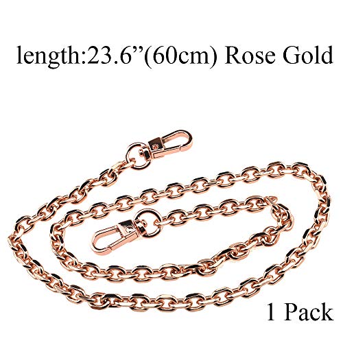 HAHIYO Mini Pochette Purse Chain Strap Thin Wide 6mm for LV Length 23.6 inches Thick 2mm Rose Gold for Shoulder Cross Body Sling Handbag Wallet Clutch Comfortable Flat Metal Strap 1 Pack - size: RoseGold 23.6 Inches Length