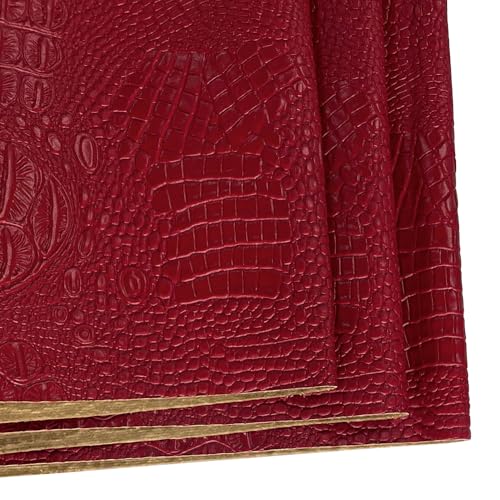 Soft Crocodile Textured Marine Vinyl Faux Leather Pre-Cut 1 Yard-Red | Alligator Fabric Embossed Synthetic Leather for DIY Upholstery, Crafts, Handbags, Furniture，Individual 1 Yard Cut 36"x54" - color: Red