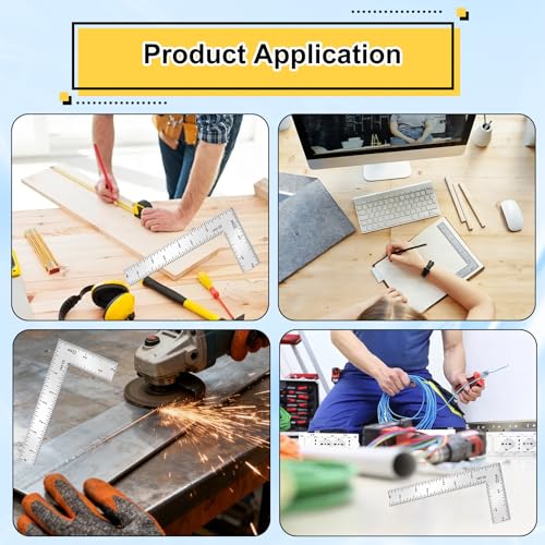 4 * 6 inch L Shaped Ruler Mini Measuring Tool, Ruler with Stainless Steel High Precision Edge for Woodworking, Tiling, and Engineering Drawing (2 * 4 inch) - size: 2*4 inch