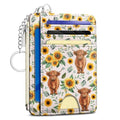 Kelvoris Credit Card Holder Small Wallet Women, Slim RFID, Highland Cow | Keychain, Zipper Coin Pocket, Front Pocket Thin Travel Card Case, Minimalist, 6 Card Slots, 1 ID Window, Ladies Gifts Woman - color: Cow