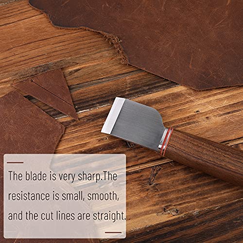 Leather Skiving Knife with Wooden Handle Leather Skiver Cutting Knife