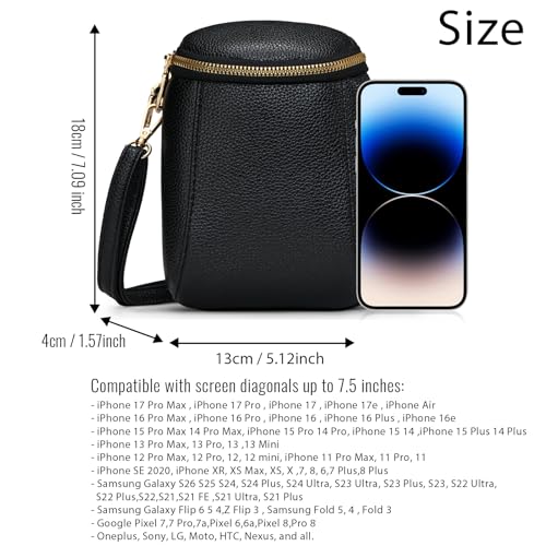 Cell Phone Purse Small Crossbody Bag for Women Leather Stylish Mini Shoulder Bag Wallet Pouch Lightweight Pockets Handbags - color: Black and Gold