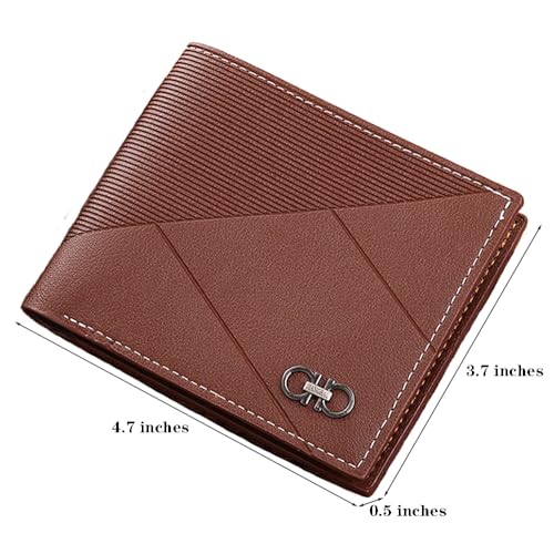 Slim Wallet for Men with Money Clip, Minimalist Wallet with Zipper, Bifold Mens Wallets with Credit Card Holder, PU Leather Men's Wallet with Coin Purse, Carteras Para Hombres (Brown d) - color: Brown d