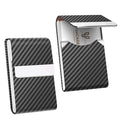 2Pack Leather Stainless Steel Business Card Holder, Metal Slim Business Card Case for Women or Men, Pocket Business Card Carrier with Prints, Magnetic Closure, RFID Blocking - color: Black