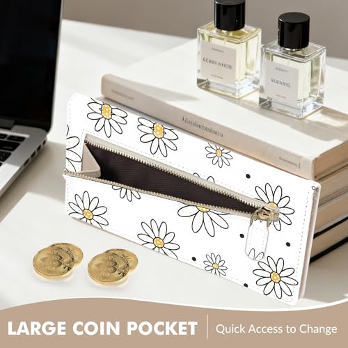 Anikathy Womens Wallet, Rfid Wallets for Women,Slim Thin Credit Card Holder Organizer Purse,PU Leather Cute Long Bifold Clutch Cash Wallet with Zipper Coin Pocket,Ladies Gift,Line Flower 1 - color: Line Flower 1