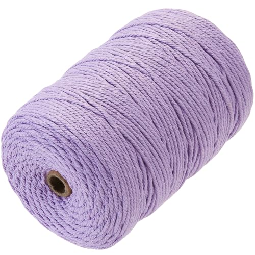 Macrame Cord 3mm x 328yards, Soft Colored Macrame Rope, Natural Cotton Cord for Plant Hangers, Wall Hanger, Decorative Projects(Light Purple) - color: Light Purple, size: 3mm×328Yards