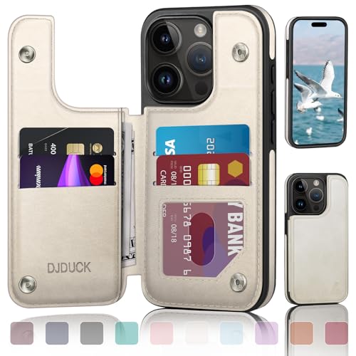 DJDUCK Designed for iPhone 16 Pro Max Case Wallet with Card Holder, [Magnetic Clasp Cover] [RFID Blocking Leather Protection] Shockproof Women Men Cases 6.9 Inch for Apple 16 Pro Max White - color: Creamy-White