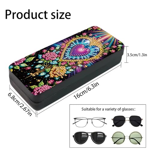 DIZAKIM 1pcs 5d Diamond Art Kits for Adults Small Diamond Painting Kit Gem Art Paint by Diamonds Dots Eyeglasses Case DIY for Beginner Women (#2) - color: #2