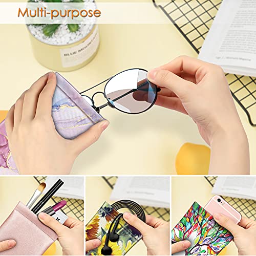 FINTIE Soft Eyeglasses Case with Cleaning Cloth, Squeeze Top Glasses Pouch | Sunglasses Eyewear Bag, Vegan Leather, For Reading /Prescription Glasses Storage, For Women Daily Carry - color: Glittering Marble