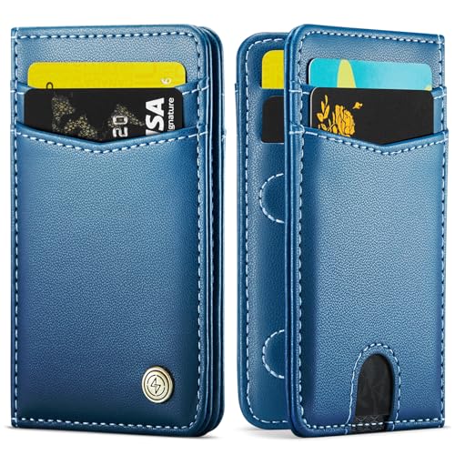 Slim Wallet for Men RFID Blocking Card Holder Bifold Front Pocket Mini Wallet with 8 Card Slots and 2 Cash Pockets, Minimalist PU Leather Small Travel Purse Compact Gift for Him, Dark Blue - color: Dark Blue
