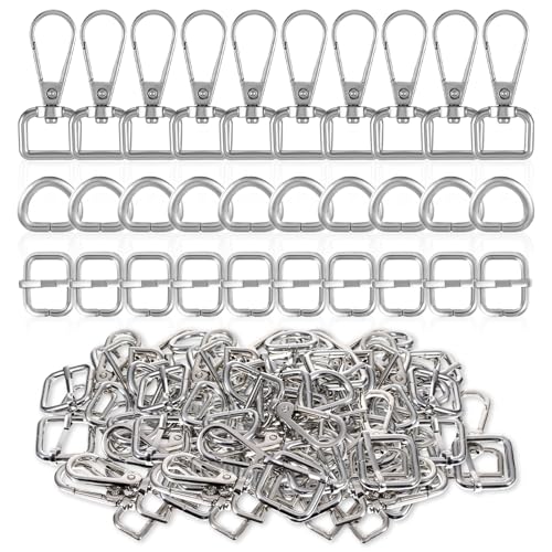 30 Pcs Metal Swivel Lobster Clasp Hooks,D Rings Purse Hardware for Bag Making,Purse Strap Hardware Push Gate Snap Hooks Trigger Clips for DIY Crafts Keychain Purse Handbag Making (Silver,1/2 Inch) - color: Silver, size: 1/2 Inch