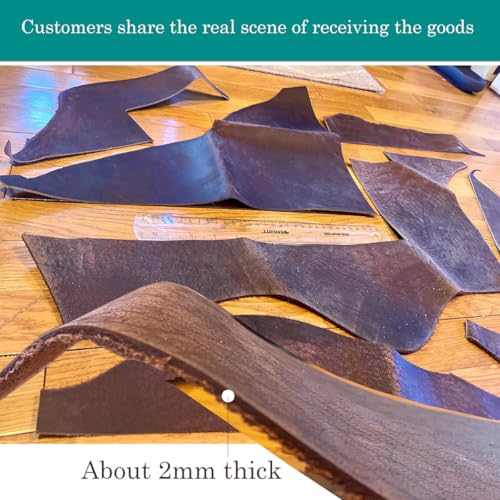 Leather Scraps, About 2mm Thick Genuine Cowhide Scraps, Leather Scraps for Crafts, Leather Scrap for Tools/Crafts/DIV, Vintage Brown (2 Lbs) - size: 2 lbs