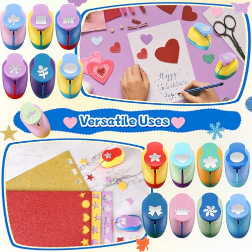 Harloon 15 Pcs Paper Punch Shapes 1 Inch, Hole Puncher for Scrapbooking | Mixed Design Cutters for Card Making, Album Decoration, Teacher Classroom Supplies, Lightweight Crafting Tool