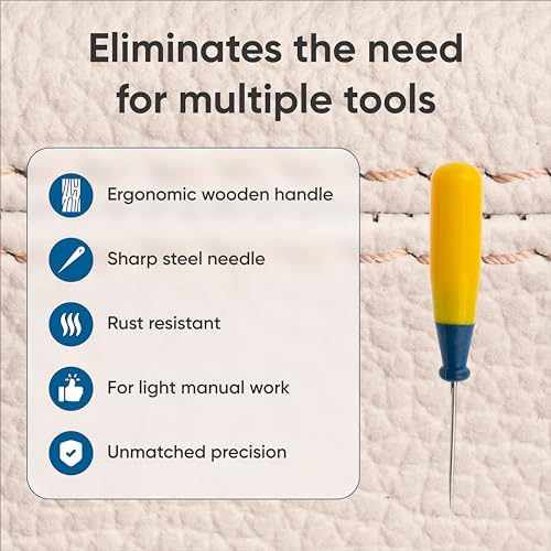 Drill Scratch Awl with Plastic Handle for Leather Working - Pack of 3 - Dart Carpenter Awls for Paper Work Scribe