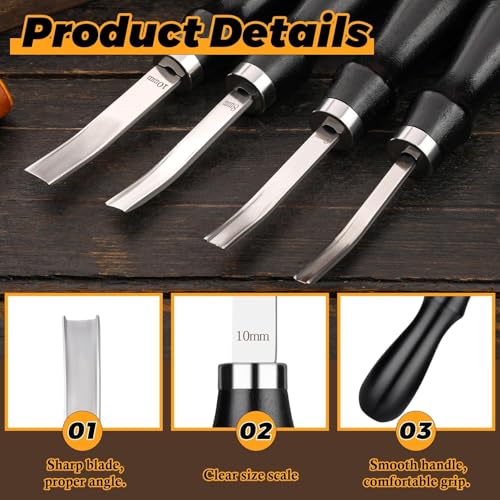 CBHGFEA 4 Size Leather Edge Skiving Bevelers Tool Set (4mm 6mm 8mm 10mm)