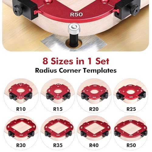 2 Pack Router Corner Radius Templates, Router Corner Jig (R10-R50)