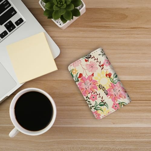Business Card Holder，PU Leather Business Card Case Color Printing Pattern Card Holder Wallet，Pockets Magnetic Credit Card Holders for Men and Women - Red Yellow Flowers - color: Red Yellow