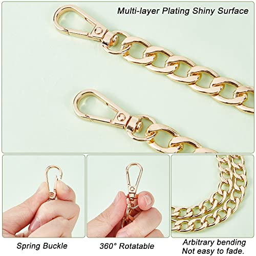 PH PandaHall Purse Extender, 2 Pack 7.8 Inch Golden Aluminum Bag Flat Chain Strap with Alloy Swivel Clasps Handbag Chain Straps Metal Bag Strap Replacement Purse Clutches Handles - color: Golden, size: 7.8 Inch