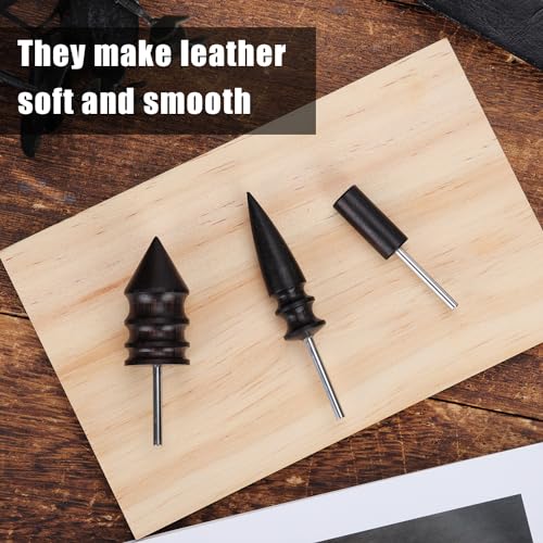 3pcs Leather Edge Bevelers Burnishing Working Tool, 3 Styles Leather Burnishing Tool Rotary Leather Slicker Burnisher Leather Burnishing Machine Accessories for Leather Craft - style: A