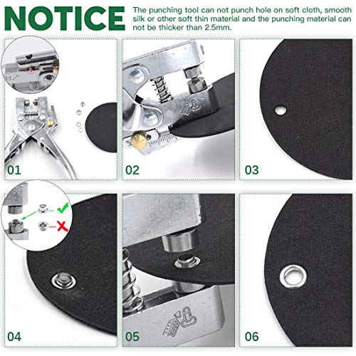 Keadic 300 Sets 1/5 inch Multi-Color Metal Eyelets Grommets Kit with Hole Punch Plier and 100pcs Extra Gold Eyelets, for Leather, Canvas, All Fabrics Clothes, Shoes, Belts, Bags, Crafts (11 Colors)