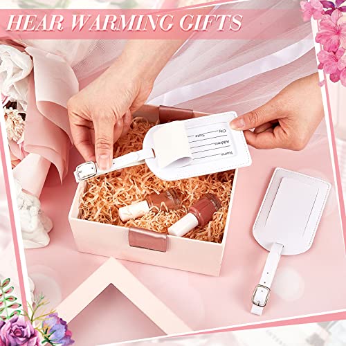 Hillban 50Pcs Leather Luggage Tags for Suitcase,Wedding Favors - color: White