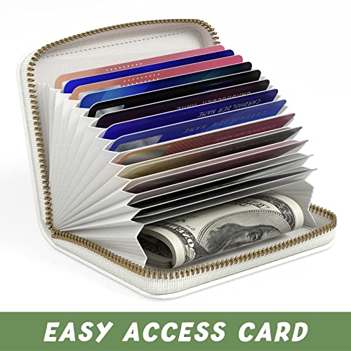 Credit Card Holder for Women, Small RFID Wallet Slim Leather Card Case - color: A-White, size: Keychain