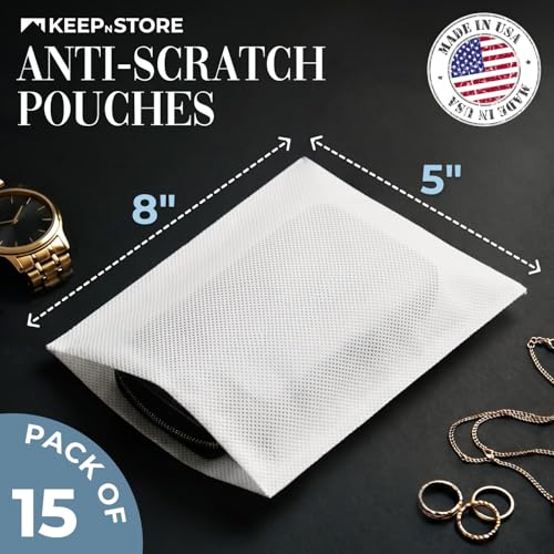 Pack of 15 Anti-Scratch Pouches, 5" x 8" Protective Dust Bags for Handbags, Shoes, and Accessories - Made in USA Purse Dust Bag for Storage - Soft, Breathable Cloth-Like Shoe Storage Bag | Soft, Breathable Cloth-Like Storage Pouches for Handbags, Shoes an