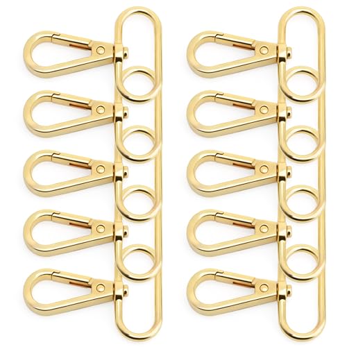 CRAFTMEMORE 10 Sets Gold Finish Snap Hook Lobster Clasp Swivel Push Gate Fashion Clip with D Ring Craft FSD1 (1 Inch) - color: Gold, size: 1 inch