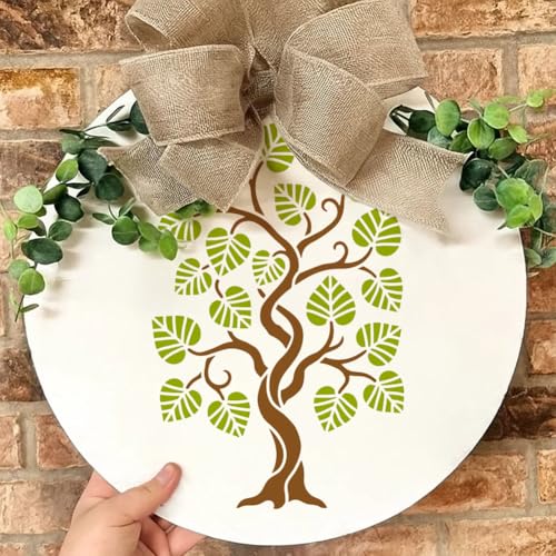 FINGERINSPIRE Abstract Tree Stencils with a Brush 11.7x8.3Inch Curly Tree Painting Stencils Reusable Tree Stencil Plant Themes PET Template for Wood Floor Tile Wall Fabric Furniture DIY - color: Abstract Tree