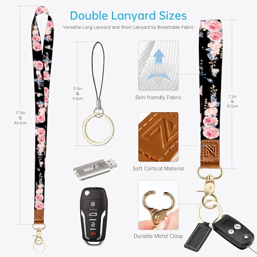 A-Z Letter 2-in-1 ID Badge Holder & Lanyard Wallet for Teachers,Nurse,Professionals-Cute Zippered Coin Pouch,Removable Wristlet & Neck Lanyard,5 Card Slots Stylish Work Essential A - color: A