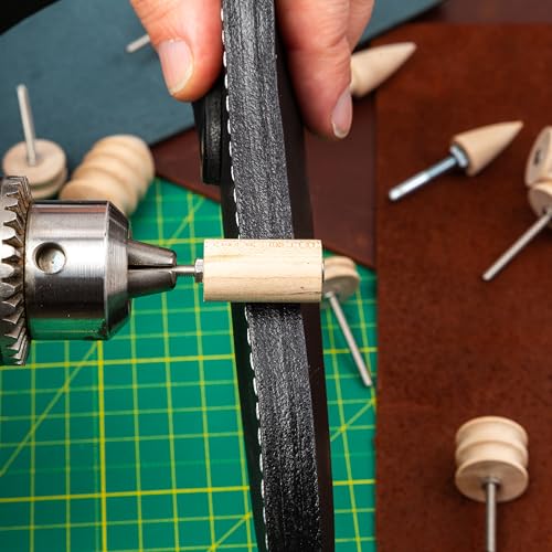 Shkira Set of 12 Leather Edge Burnishing Bits for Rotary Tools - Leathers Polishing Bits - Leatherman Working Tools - Perfect for Sanding, Polishing, Grinding Leather Edges & Burrs