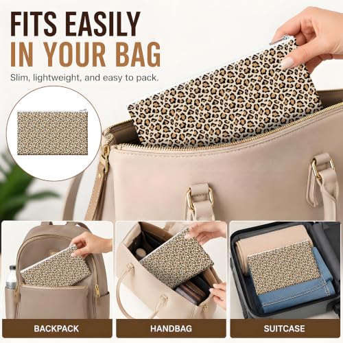 Money Bag with Zipper, Cute PU Leather Cash Bags, Portable Bank Bag Money Pouch for Cash, Coins, Checks, Receipts, Invoices Cosmetics Tools, Deposit Bag for Office Travel, Leopard - color: Leopard