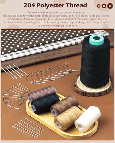 FIVEIZERO 5 Rolls Hair Extension Thread with 30 PCS T/C/J/I Needles Using,5 Colors Hair Weave Threads,Sew in Needle and Thread for Hair Extensions,Hand Sewing,Making Wigs DIY-750yd | 5 Rolls Hair Thread;4-ply polyester weaving thread;Hair Weave Threads fo