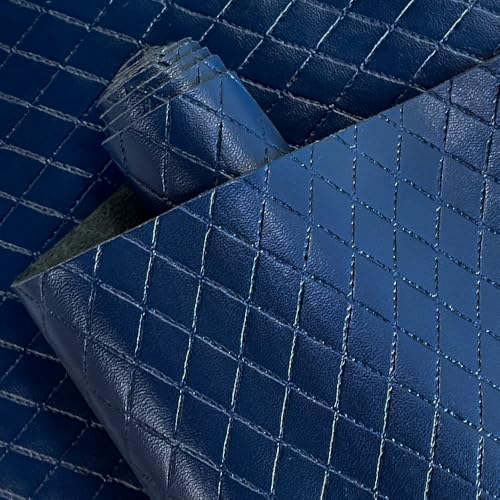 Diamond Quilted Pattern Artificial Faux Leather 11.8x53inch (30x135cm) Super Soft Craft Supplies Synthetic Leather DIY Hair Bows, Handbags and Craft Supplies (Dark Blue) - color: Dark Blue