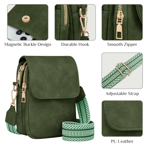 Fashion Small Crossbody Bags for Women Trendy Designer Cell Phone Purses - color: Darkgreen
