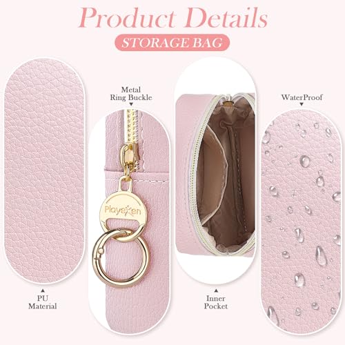 4.9" Small Makeup Bag for Purse, PU Leather Mini Cosmetic Bag with Ring Buckle, Portable Small Makeup Travel Toiletry Pouches for Women, Birthday/Wedding/Christmas Gifts (Dark Blue) - color: Dark Blue-4.9 inch