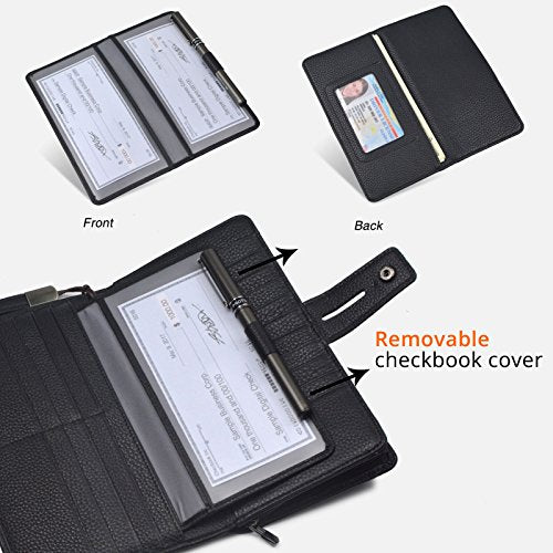 Bveyzi Women's Big Fat Rfid Leather Wristlet Wallet Organizer Large Phone Checkbook Holder with Zipper Pocket (Black) - color: Black