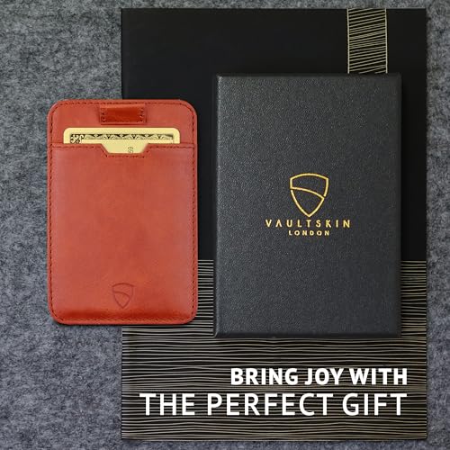 Vaultskin CHELSEA Slim Leather Card Wallet for Men, RFID (Cognac) - color: Cognac