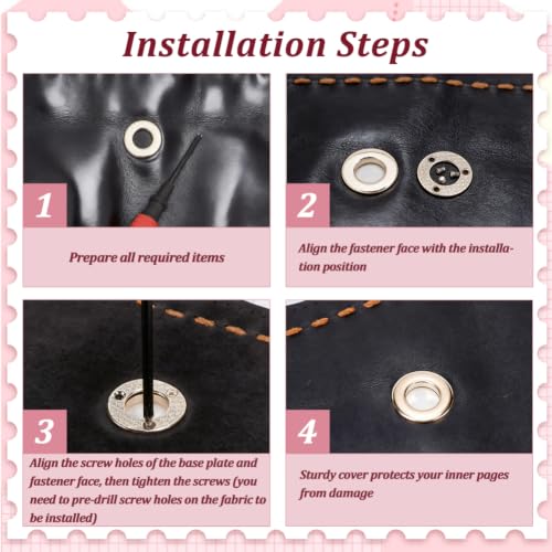 WADORN 18Pcs 3 Sizes Metal Screw-in Together Eyelets Grommets - color: Gold